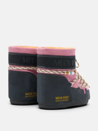 Moon Boot X Guest in Residence Icon Low Grey & Rose Beaded Suede Boots